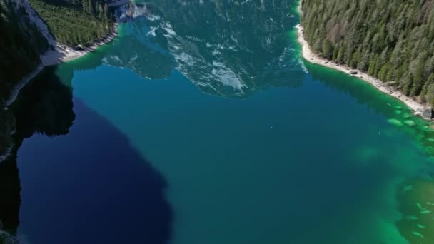 Vue Aérienne Haut Montagne Lago Braies Lac Braies Dans Les — Video