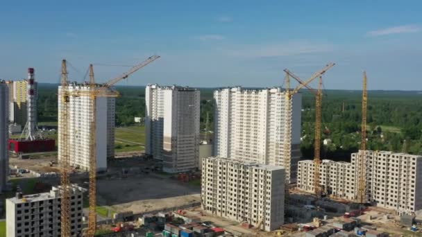 Aerial View Building Crane Buildings Construction — Stok video