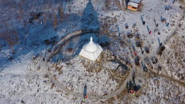 Vue Aérienne Autour All Auspicious Stupa Great Awakening Ogoy Island — Video