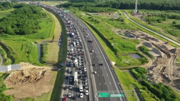 Aerial View Cars Highway City Traffic Jam — Αρχείο Βίντεο