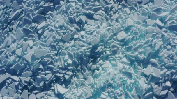 Αεροφωτογραφία Κορυφή Της Τεράστιας Κορυφογραμμή Του Πάγου Hummocks Στη Λίμνη — Αρχείο Βίντεο