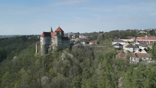 Flygfoto Över Burg Schlaining Slott Österrike Burgenland — Stockvideo