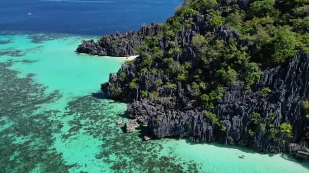Vue Aérienne Autour Île Tropicale Des Philippines Plage Sable Blanc — Video