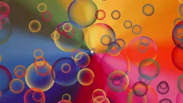 Abstrakte Bewegliche Fliegende Kugeln Auf Farbenfrohen Bunte Regenbogenbälle Verschiedenen Größen — Stockvideo