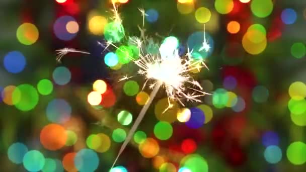 Espumante Queimando Fundo Luzes Piscando Natal Multicolor — Vídeo de Stock