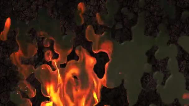 Kırık Toprak Üzerinde Alev Yansıması Olan Sıvı Metalin Soyut Arka — Stok video