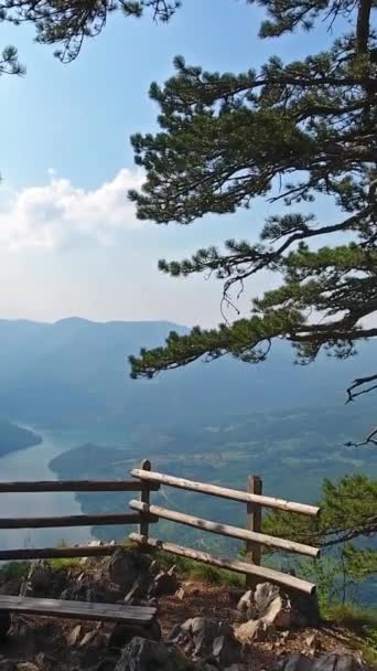 Volando Desde Mirador Banjska Stena Rock Montaña Tara Mirando Hacia — Vídeo de stock