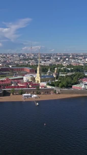 Lot Wokół Twierdzy Piotra Pawła Centrum Sankt Petersburga Rosja Pionowe — Wideo stockowe