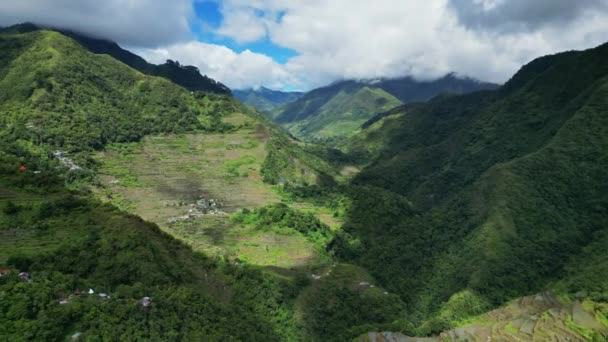 Aerial View Picturesque Batad Rice Terraces Ifugao Province Luzon Island — Stock Video