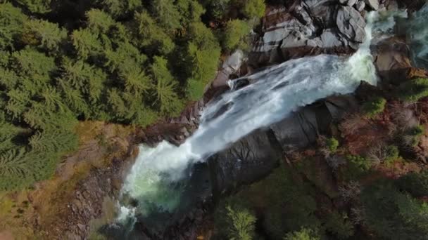 Vista Superior Aérea Las Cascadas Krimml Día Soleado Parque Nacional — Vídeo de stock