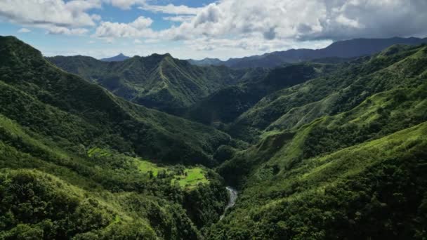 Luchtfoto Van Het Pittoreske Cordillera Gebergte Batad Rice Terraces Provincie — Stockvideo