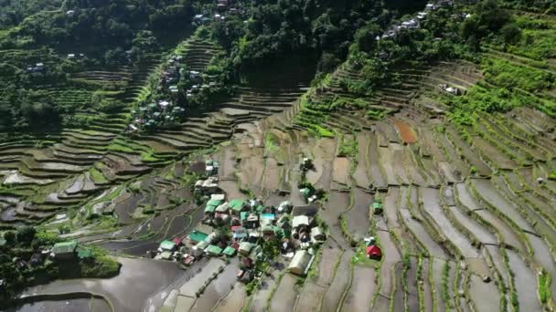 Aerial View Picturesque Batad Rice Terraces Ifugao Province Luzon Island — Stock Video