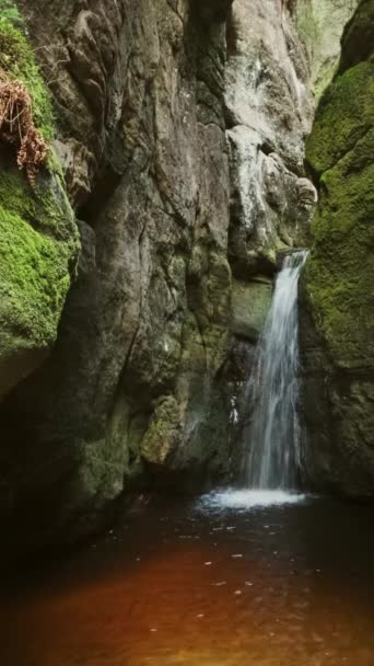Cascata Tra Rocce Nel Parco Nazionale Adrspach Teplice Rocks Repubblica — Video Stock