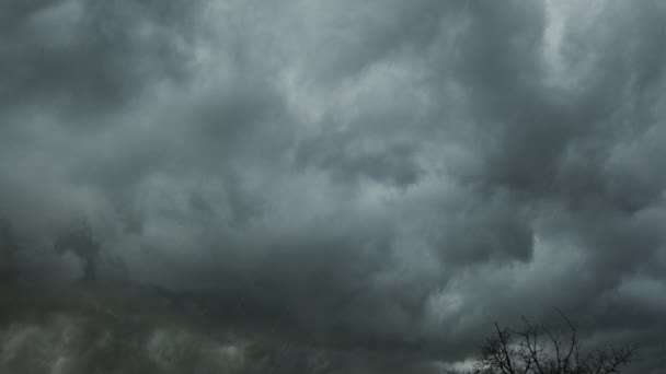 Dramatic Dark Storm Clouds Heavy Rainfall — Stock Video
