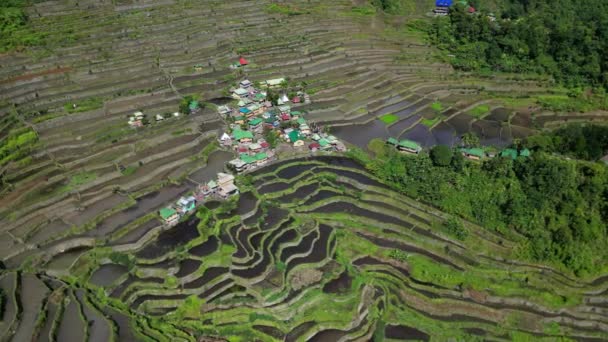 Luchtfoto Van Het Pittoreske Batad Rice Terraces Provincie Ifugao Luzon — Stockvideo