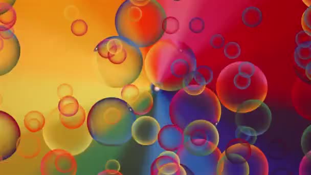 Esferas Voladoras Movimiento Abstracto Colorido Bolas Arco Iris Colores Diferentes — Vídeos de Stock