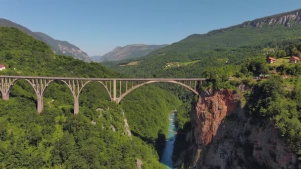 Αεροφωτογραφία Στην Αψίδα Της Djurdjevica Πάνω Από Τον Ποταμό Tara — Αρχείο Βίντεο