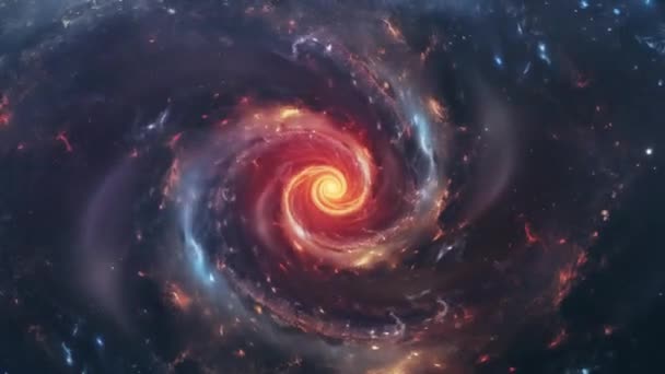 Spiralgalax Rymden Med Blixtar Roterande Nebulosa Utrymme Animation — Stockvideo