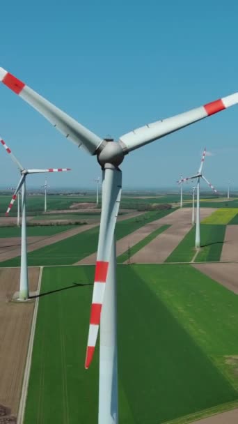 Rüzgar Türbinlerinin Tarım Alanlarının Çevresindeki Havadan Elektrik Üreten Yel Değirmenleri — Stok video