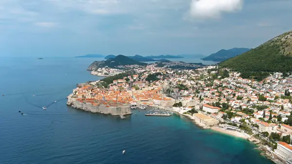 Vista Aérea Dubrovnik Cidade Sul Croácia Costa Mar Adriático Europa — Fotografia de Stock