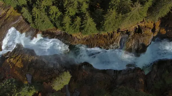 Luchtfoto Van Krimml Watervallen Zonnige Dag Nationaal Park Hoge Tauern Rechtenvrije Stockfoto's