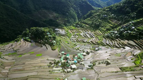 Luchtfoto Van Het Pittoreske Batad Rice Terraces Provincie Ifugao Luzon Rechtenvrije Stockfoto's