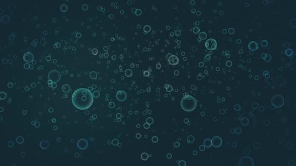 Блестящие Голубые Медленные Частицы Пузыря Абстрактный Cgi Анимационный Фон — стоковое видео