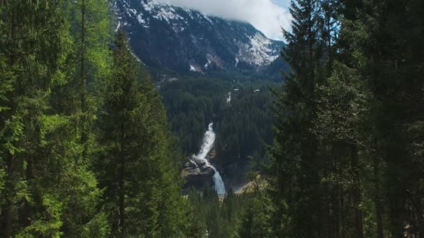 Водопад Криммл Солнечный День Национальный Парк Хай Австрийские Альпы Австрия — стоковое видео
