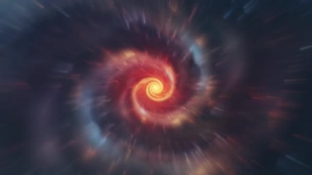 太空中的螺旋星系 闪烁着光芒 旋转星云空间动画 — 图库视频影像
