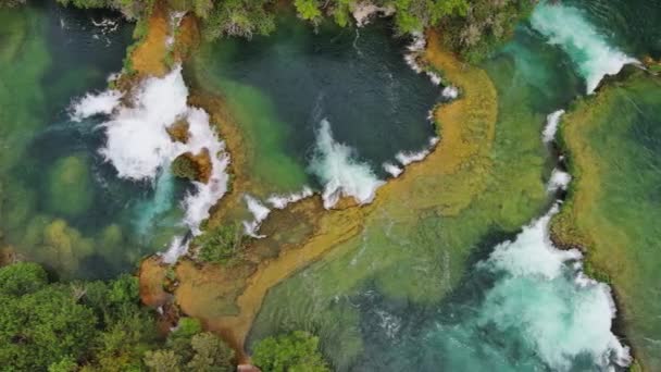 Vista Aérea Las Hermosas Cascadas Krka Parque Nacional Krka Follaje — Vídeo de stock