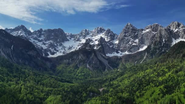 Widok Lotu Ptaka Zapierające Dech Piersiach Szczyty Góry Triglav Alpy — Wideo stockowe