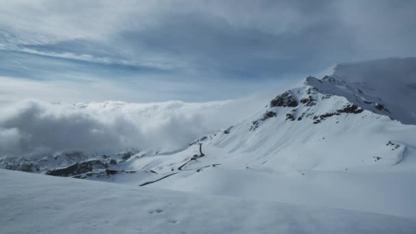 Grossgloknershtrasse Snow Clouds Great High Mountain Road Grossglokner Mount Austrian — Stock Video