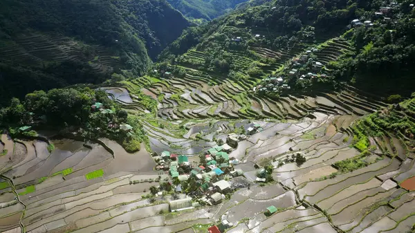 Légi Kilátás Festői Batad Rice Terraces Ifugao Tartomány Luzon Sziget Stock Kép
