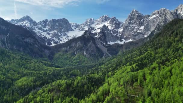 Вид Воздуха Захватывающие Дух Вершины Триглавской Горы Джулианские Альпы Национальный — стоковое видео