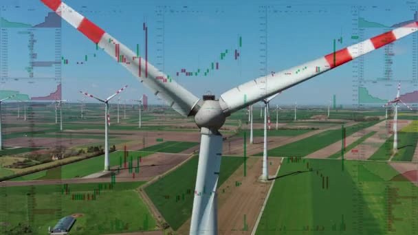 Turbinas Eólicas Fundo Das Cartas Estoque Vista Aérea Produção Energia — Vídeo de Stock