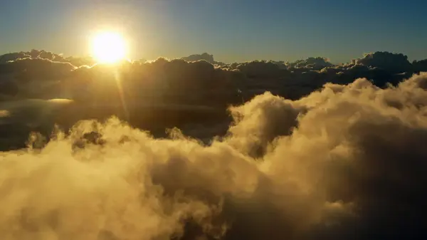 Flying Clouds Aerial View Clouds Morning Sun Traveling Air Perfect — Stock Photo, Image