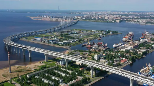 Aerial View Petersburg City Summer Russia Stock Photo