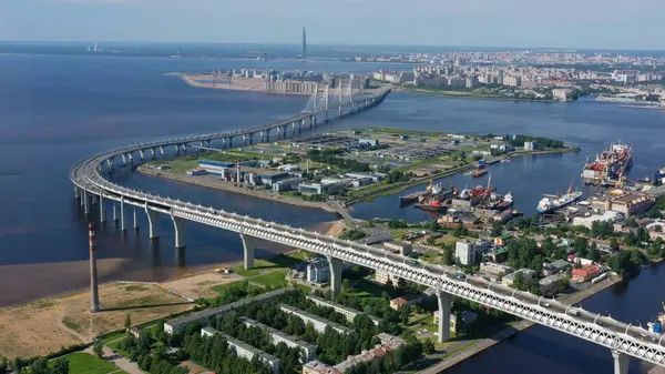Aerial View Petersburg City Summer Russia Stock Picture