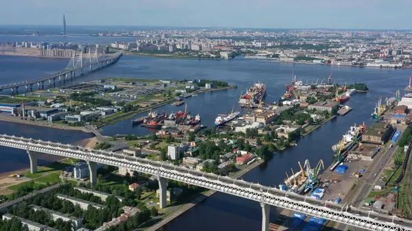 Aerial View Petersburg City Summer Russia Stock Image