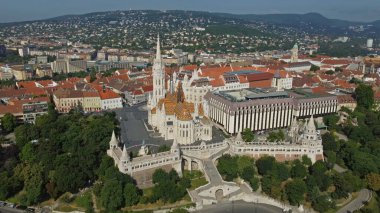 Aerial view of Fishermen's bastion in historical district of Budapest, Hungary clipart