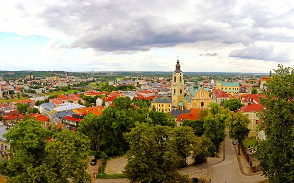 波德卡帕克皮省 普热梅斯尔市 全景天际线空中景观 以旧城和圣河为背景的Przemysl大教堂 — 图库照片