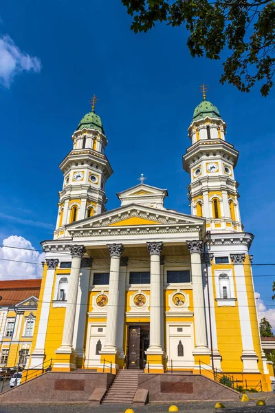 Fasáda Pohled Budování Katolické Katedrály Kříže Užhorodu Ukrajina Barokní Kostel — Stock fotografie