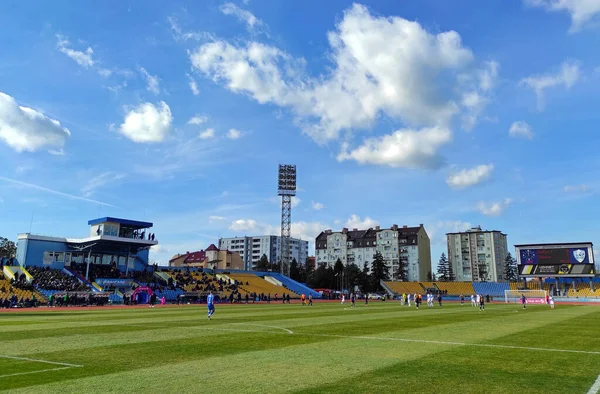 Uzhhorod Ukrajina Března 2023 Panoramatický Pohled Avanhard Stadium Uzhhorodu Během — Stock fotografie