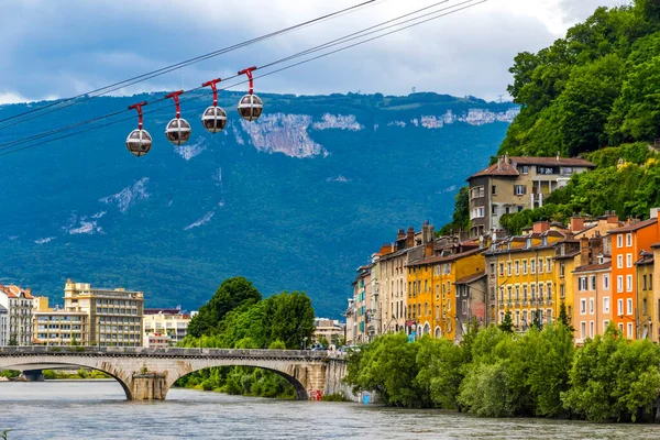 Isere River Grenoble City Skyline Auvergne Rhone Alpes Region France — Stock Photo, Image