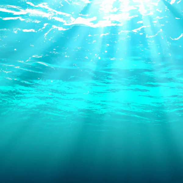 Bela Superfície Azul Oceano Vista Debaixo Água Com Raios Luz — Fotografia de Stock