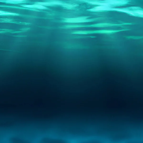 太陽の光が差し込む水中から見る美しい青い海の表面 概要水中の小さな波 — ストック写真