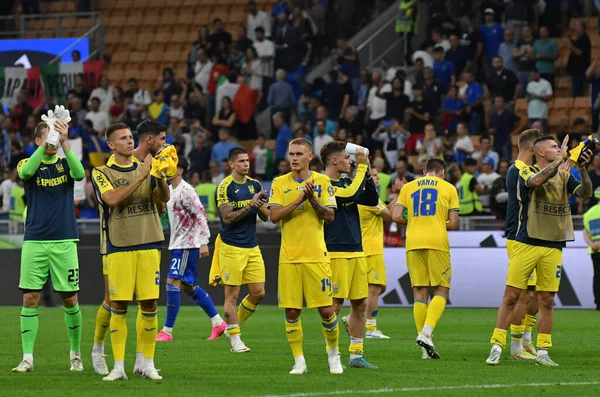 Milaan Italië September 2023 Oekraïense Spelers Bedanken Fans Uefa Euro — Stockfoto