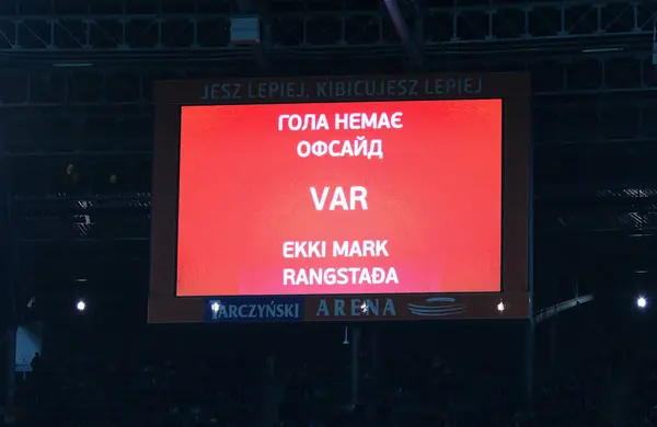 Wroclaw Poland March 2024 Message Var Goal Cancelled Ukrainian Icelandic Stock Image