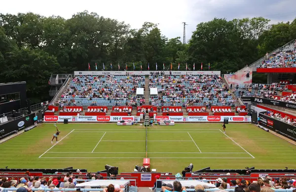 Stock image Berlin; Germany - June 22; 2024: Panoramic view of Steffi Graf court of Rot Weiss Tennis Club in Berlin during the WTA 500 Ecotrans Ladies German Open game Coco Gauff (USA) v Jessica Pegula (USA)