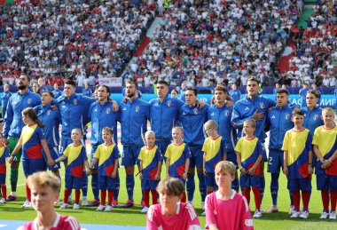 Berlin, Almanya - 29 Haziran 2024: İtalya Takımı Oyuncuları, Almanya 'nın başkenti Berlin' deki Olympiastadion 'da oynanan 16 maçlık İsviçre - 16.